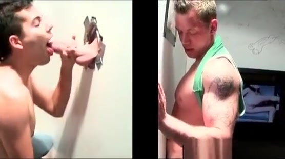 Blonde dude takes gay BJ on gloryhole