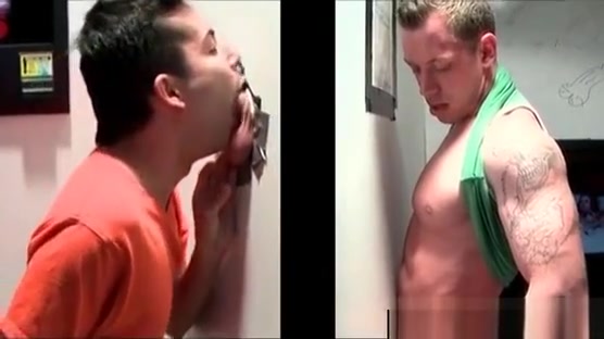 Blonde dude takes gay BJ on gloryhole