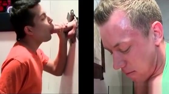 Blonde dude takes gay BJ on gloryhole