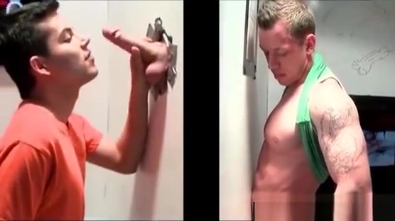 Blonde dude takes gay BJ on gloryhole