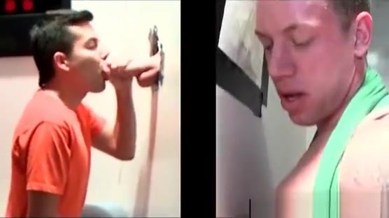 Blonde dude takes gay BJ on gloryhole