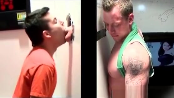 Blonde dude takes gay BJ on gloryhole