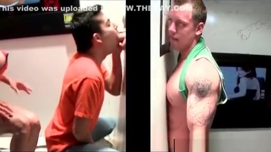 Blonde dude takes gay BJ on gloryhole