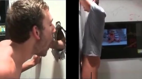 Sexy gay rubbing and sucking cock on gloryhole scene 2