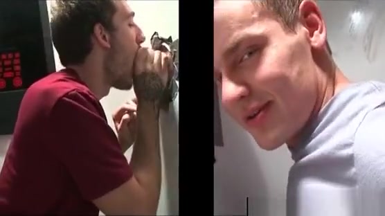 Sexy gay rubbing and sucking cock on gloryhole scene 2