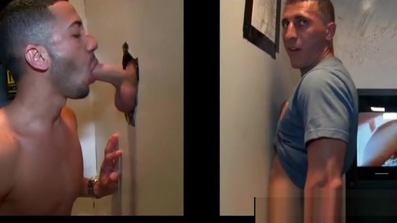 Hot gay fellating straight shaft on gloryhole scene 2