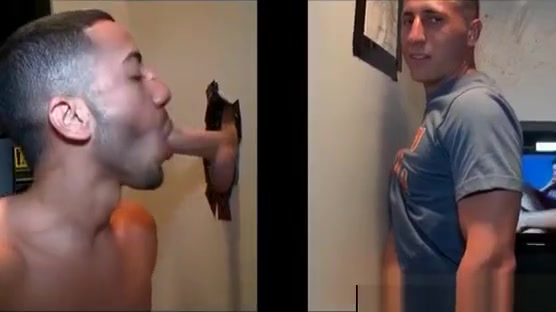 Hot gay fellating straight shaft on gloryhole scene 2
