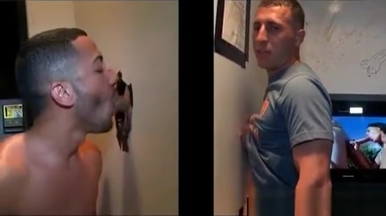 Hot gay fellating straight shaft on gloryhole scene 2