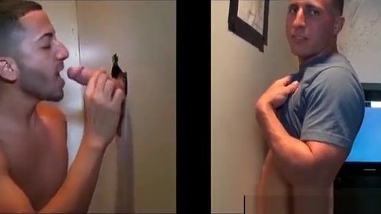 Hot gay fellating straight shaft on gloryhole scene 2