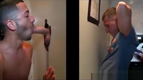 Hot gay fellating straight shaft on gloryhole scene 2