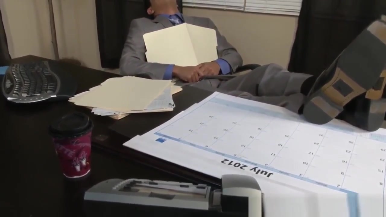 Muscular office hunk drilling his boss