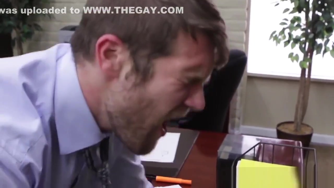Gay office hunk pounded in his tight ass