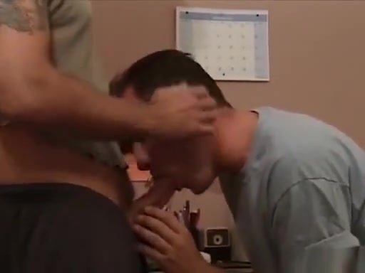 Gay blowjob in the office
