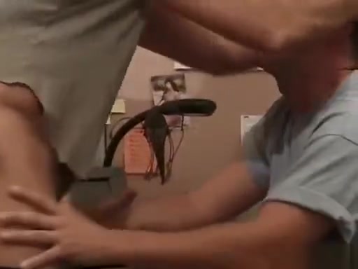 Gay blowjob in the office