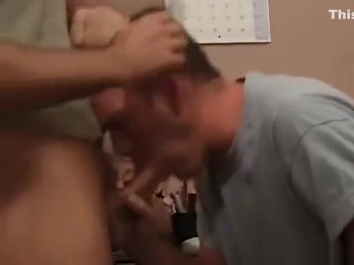 Gay blowjob in the office
