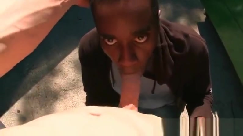 teen 18+ afro gay mouth fucks white cock in POV