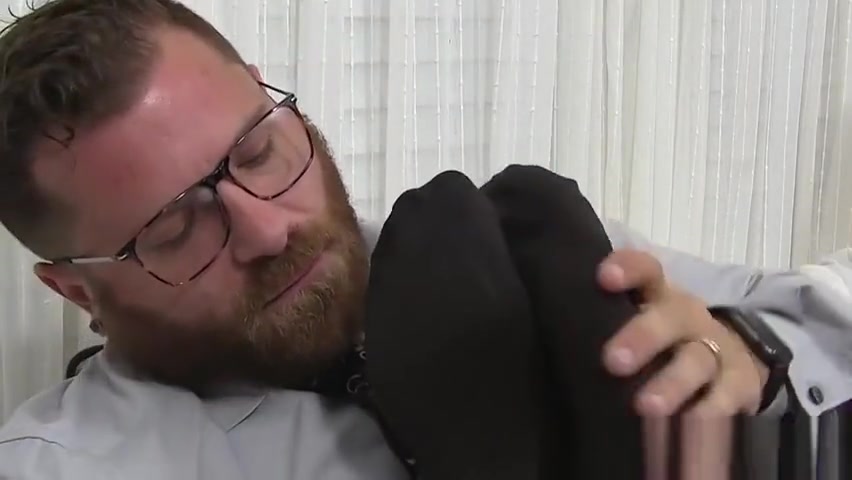 Latino hunk has his feet massaged and licked by bearded gay