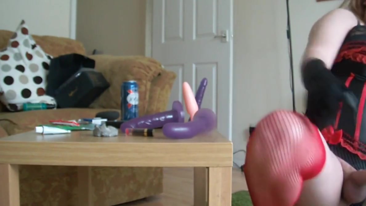 sissy crossdresser kinky self bondage and dildo play