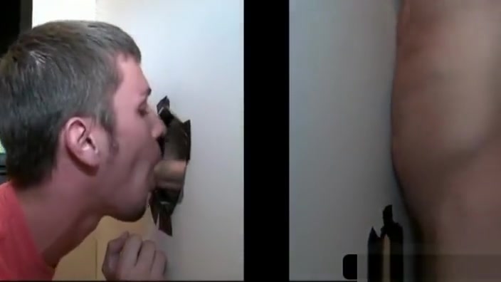 Hot dude gets gay oral sex on gloryhole
