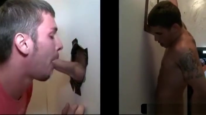 Hot dude gets gay oral sex on gloryhole