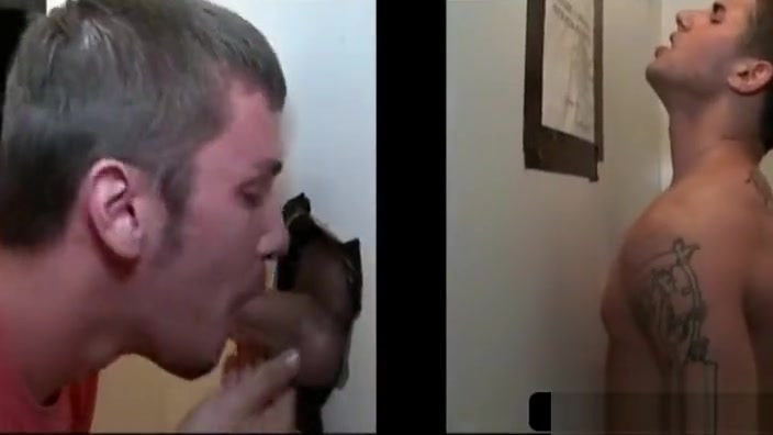 Hot dude gets gay oral sex on gloryhole