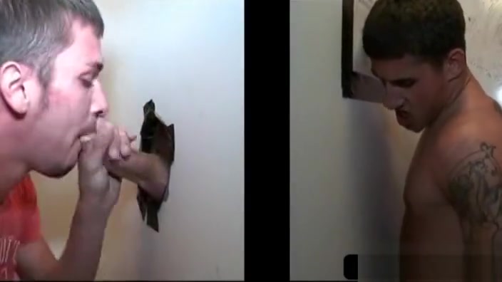 Hot dude gets gay oral sex on gloryhole