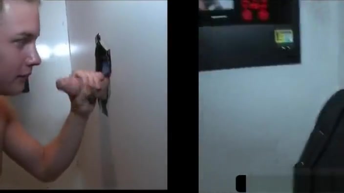 Gloryhole blowjob with gay horny stud
