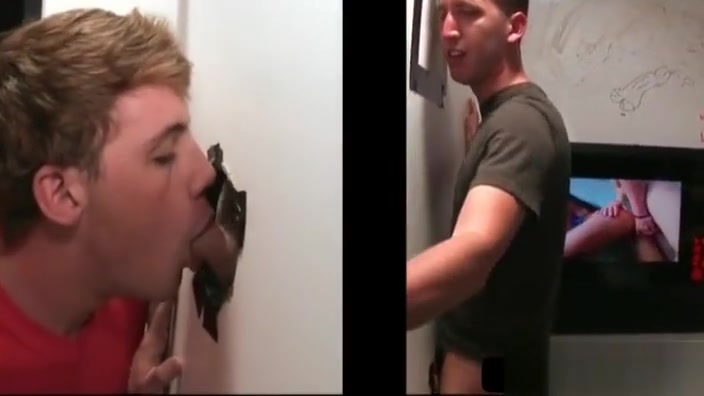 Gay eating straight dick on gloryhole