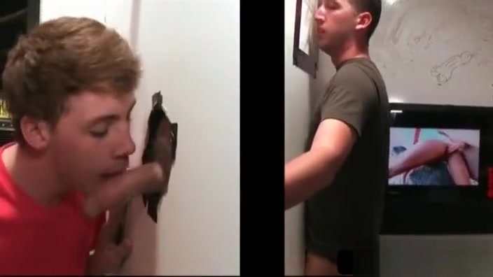 Gay eating straight dick on gloryhole