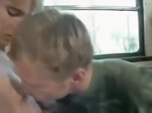 Military blonde and train