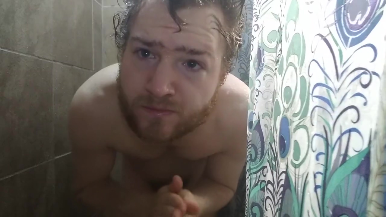Sexy Young man With Ginger Beard Showering