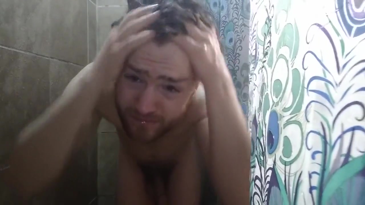 Sexy Young man With Ginger Beard Showering