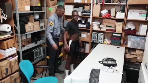GayShoplifter - Muscular Black Security Officer Fucks A Cute Black Perp?s Hole