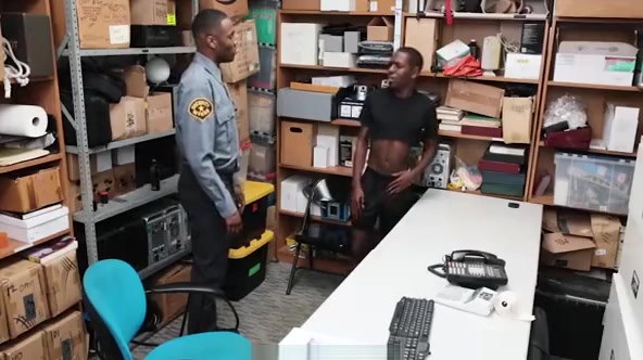 GayShoplifter - Muscular Black Security Officer Fucks A Cute Black Perp?s Hole