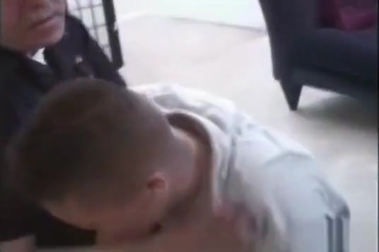 Police officer spanks two naughty boys