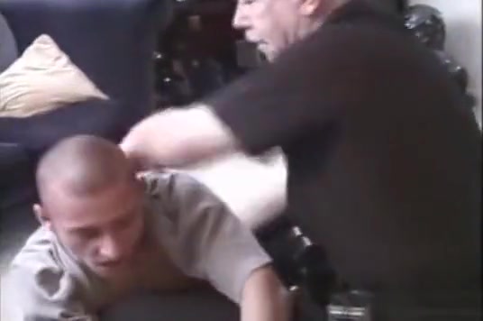 Police officer spanks two naughty boys
