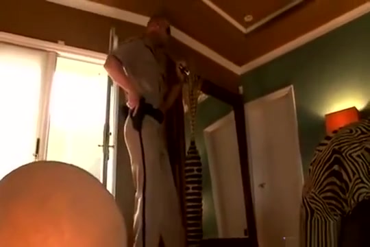 Officer Rod takes his nightstick and flashlight up his ass