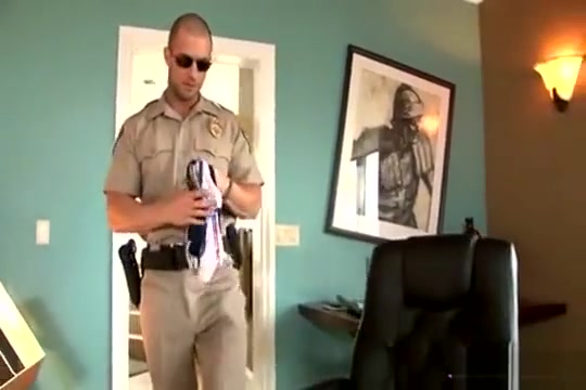 Officer Rod takes his nightstick and flashlight up his ass