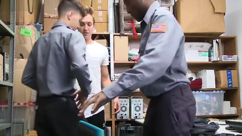 YoungPerps - Cute Boy Caught Stealing Cell Phones Gets Fucked By Two Guards