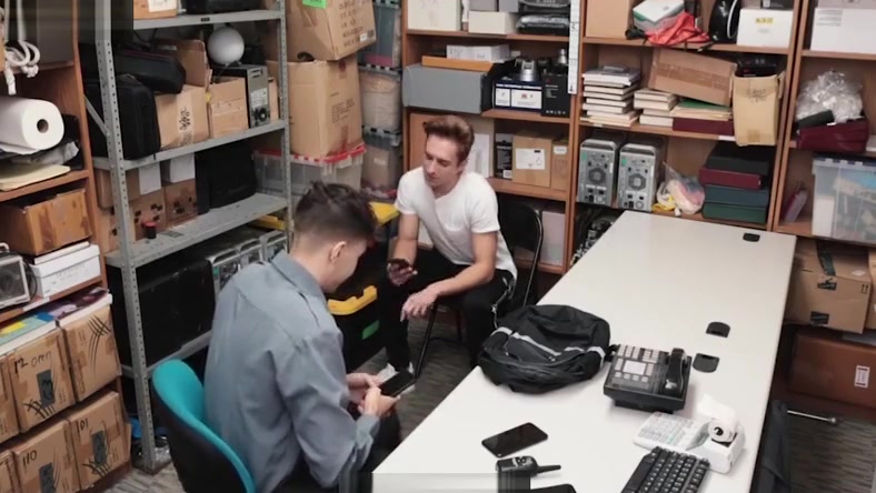YoungPerps - Cute Boy Caught Stealing Cell Phones Gets Fucked By Two Guards