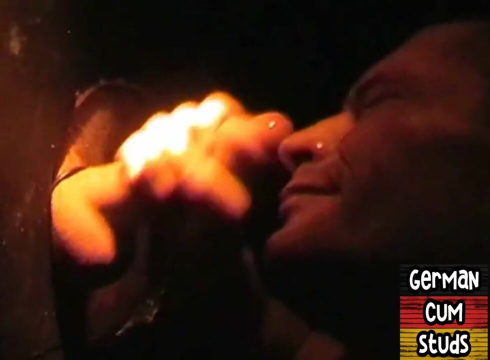 Amateur gloryhole German sucks cock in closeup till facial
