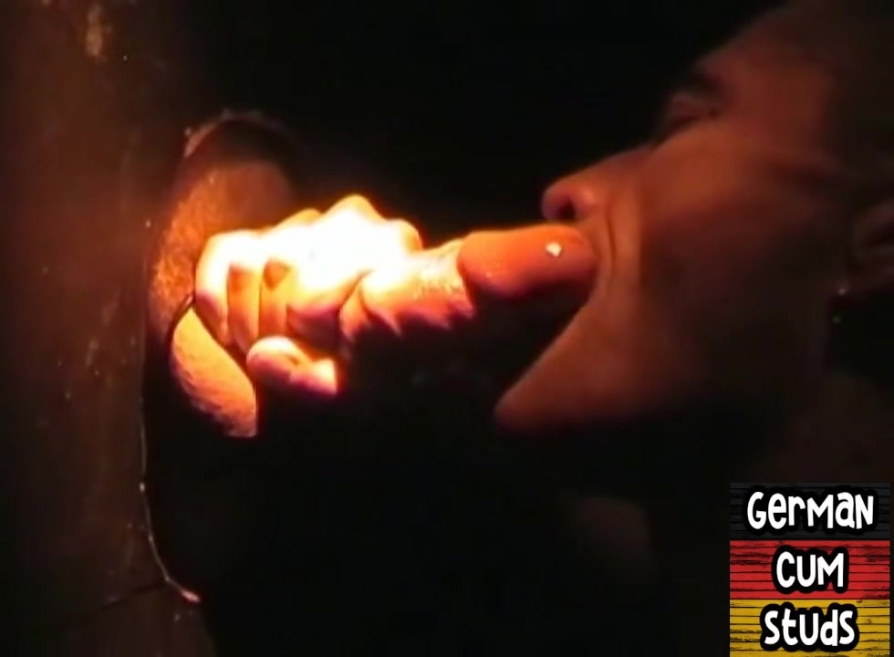 Amateur gloryhole German sucks cock in closeup till facial