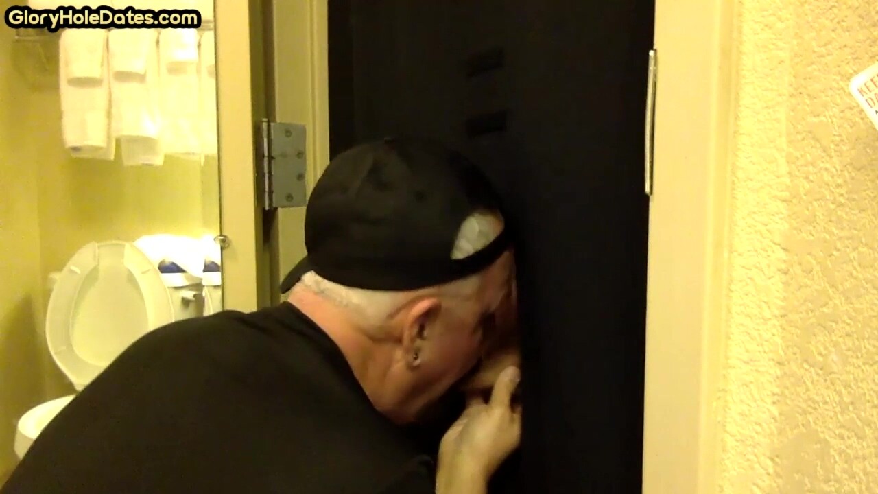 Gloryhole amateur DILF sucks and wanks BFs penis at home