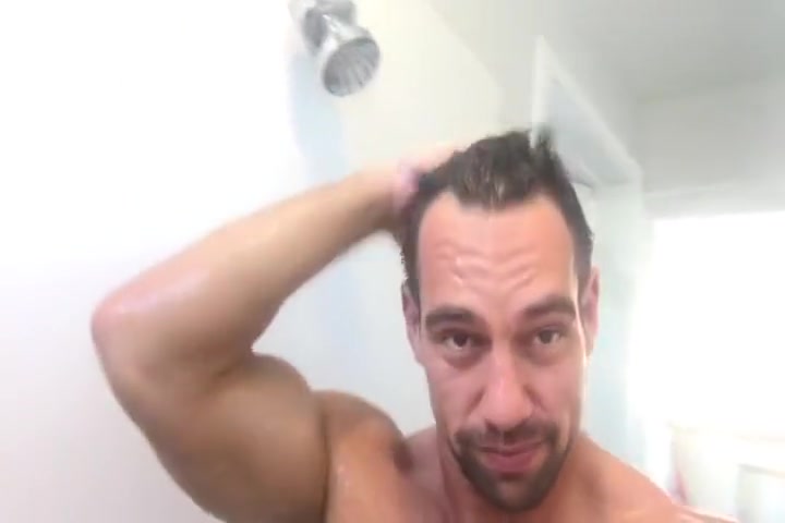 muscle hunk takes a shower