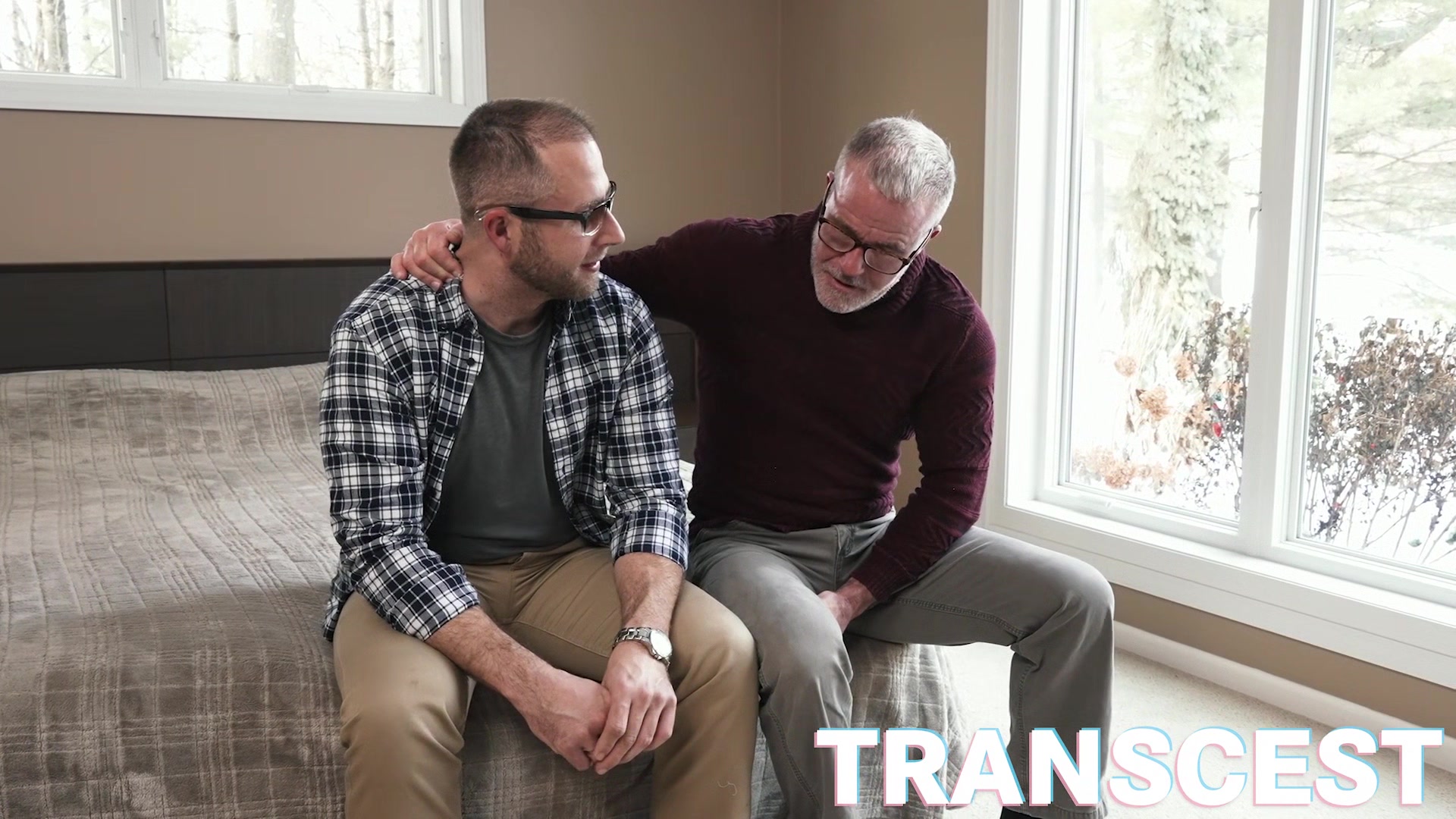 Two generations of horny men spitroast FTM bottom