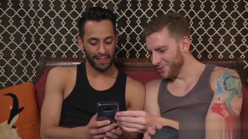 Toyed stud gets edged during kinky threeway