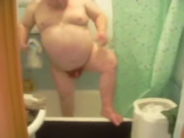 fat guy showering