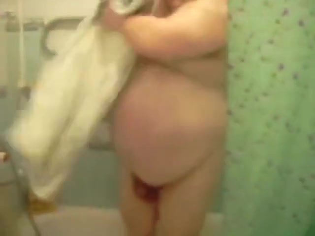 fat guy showering