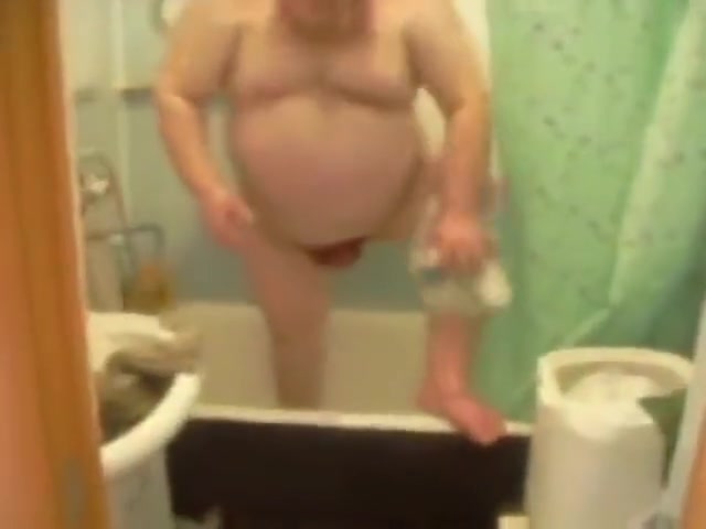 fat guy showering