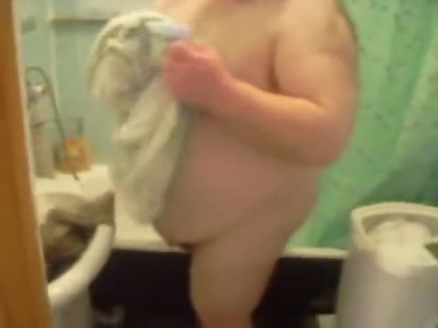 fat guy showering